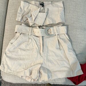Express High Waist Cream Shorts with Belt